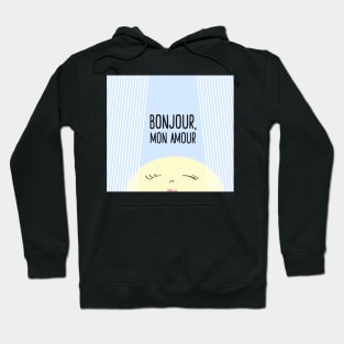 Bonjour Mon Amour Blue #babyboy #nursery #childrensroom #baby #babyshower #illustration #gift #home #decor #sun #pastel #design Hoodie